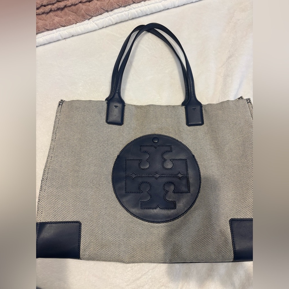 Tory Burch Navy and Cream Tote Bag